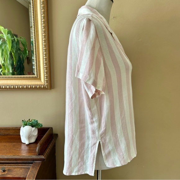 Rails Zuma Petal Stripe Shirt Short Sleeve Button Down Pink White Wide Stripe M - Picture 12 of 13
